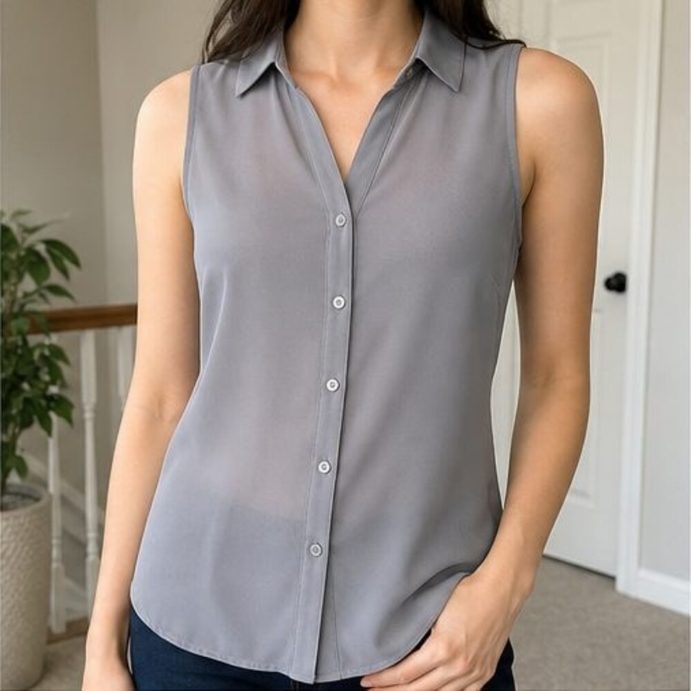 Gray Ruffle Blouse - Picture 2 of 6
